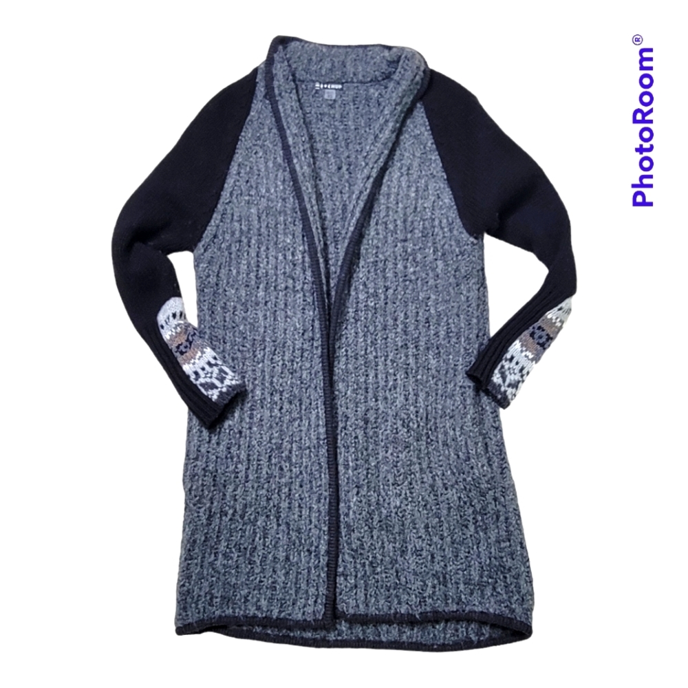 Chup Smartwool Black & Grey Speren Wool Blend Cardigan Sweater Wrap Size XS - Picture 2 of 9